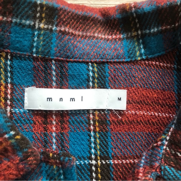 MNML Red and Blue Plaid Long Sleeve Shirt - Picture 5 of 6